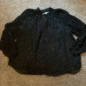 LOFT Black Blouse with Delicate Dots